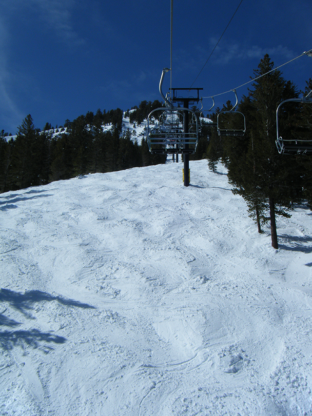 Ski slope with moguls